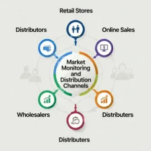 Visual representation of monitoring market trends and distribution channels