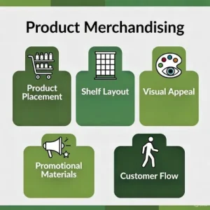 Product merchandising activities to enhance product display and boost in-store sales